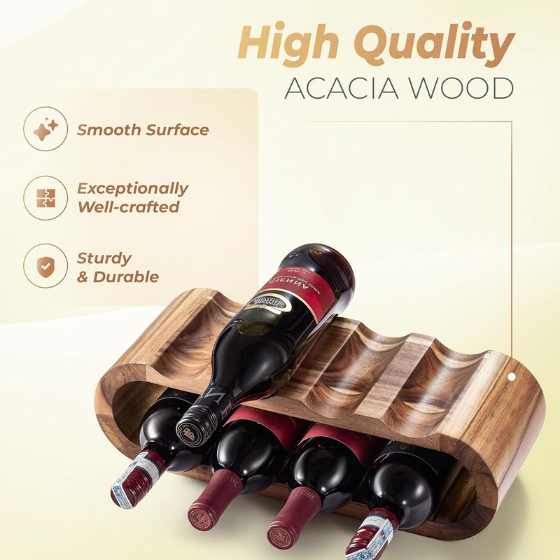 BLUEWEST Wooden Countertop Wine Rack – 8-Bottle Acacia Wine Holder Stand – Freestanding Wine Storage – Great for Home Decor No Assembly Required - Image 3